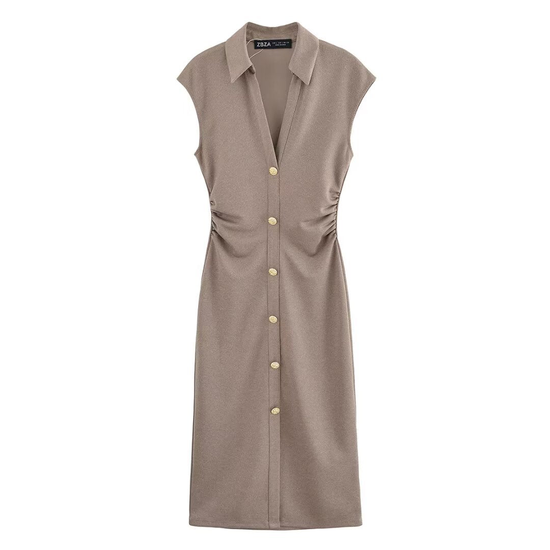 Ladies' Shirt Dress with Elegant Button Details and Stylish Cut Drune