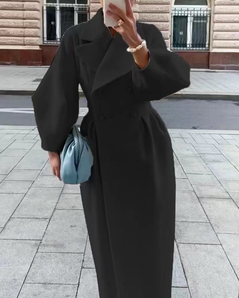 Damen Maxicoat Oversized mit Schulter-zu-Schulter-Oberteil und zweifarbiger Vorderseite, Größe