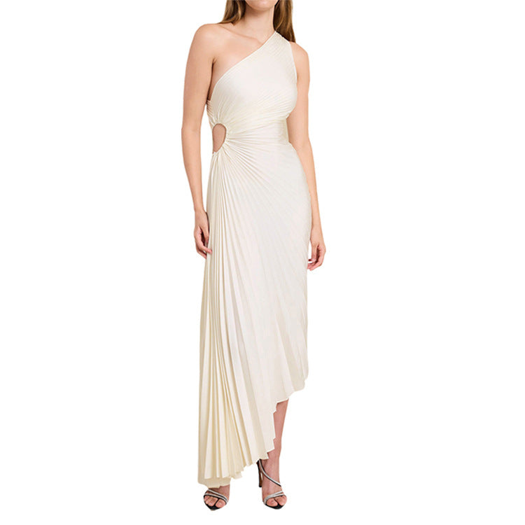 Valenzora | One Shoulder Pleated Midi Dress