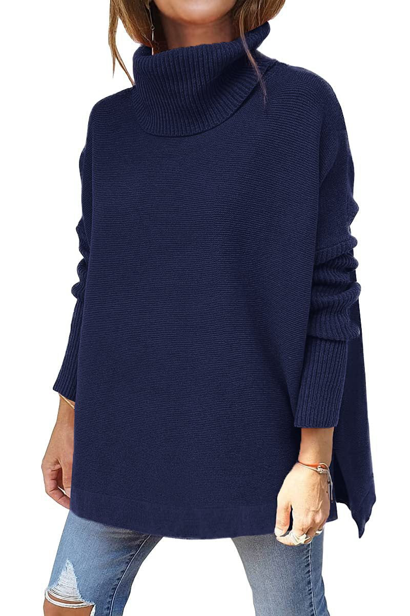 Women's oversized roll-neck sweater with a textured knit pattern and relaxed fit, size [size]