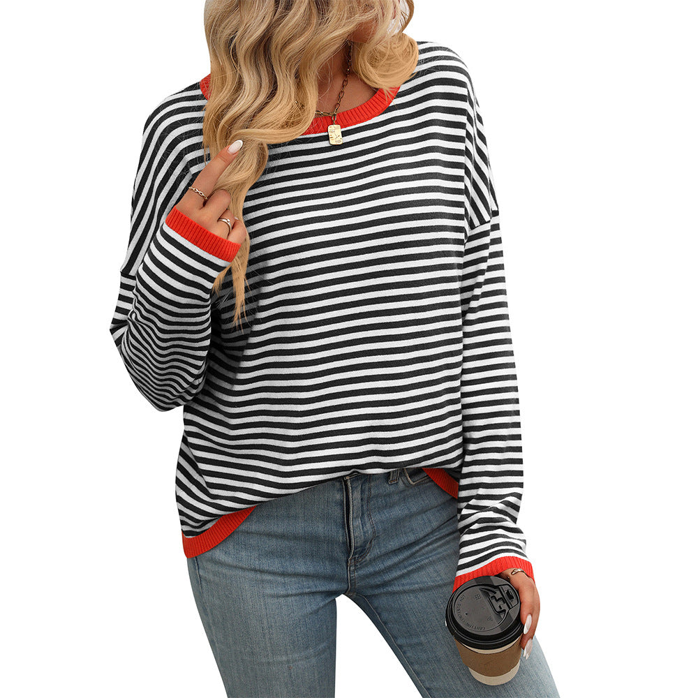 Women's casual striped sweater, size