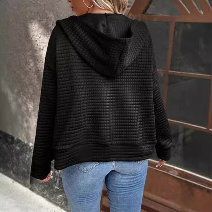 Women's hooded jacket in textured material, size S