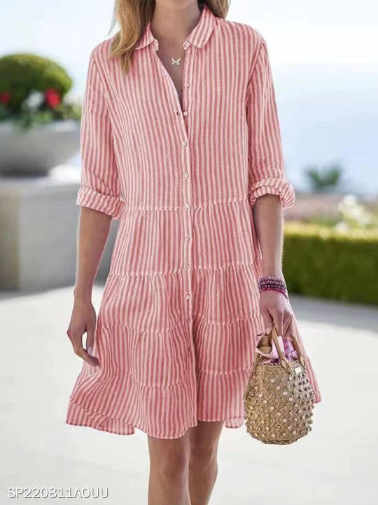 Women's airy shirt dress with animal silhouette and buttoned neckline, size S