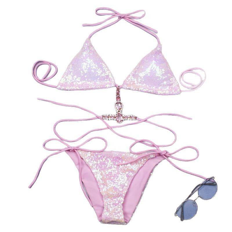 Valenzora | Women's bikini with shiny sequins and elegant jewelry details