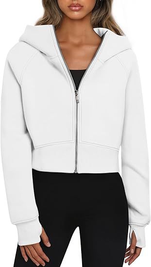 Women's short-cut hooded jacket with zipper, size