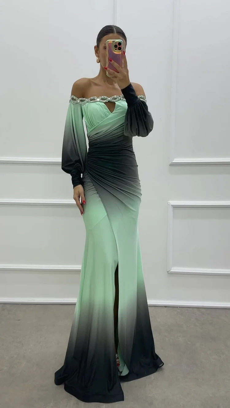 Valenzora | Party dress with camisole and positioned slit in a wide A-line silhouette