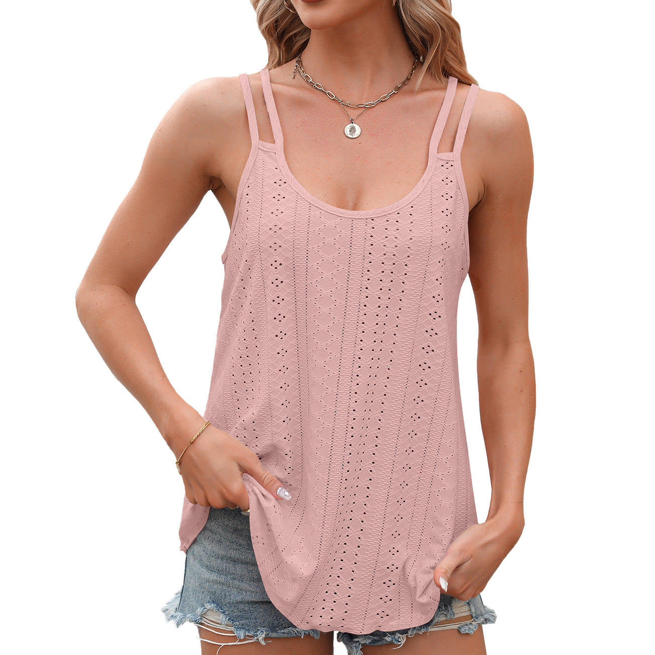 Valenzora | Einfarbiges ärmelloses Camisole-Oberteil mit Rundhalsausschnitt