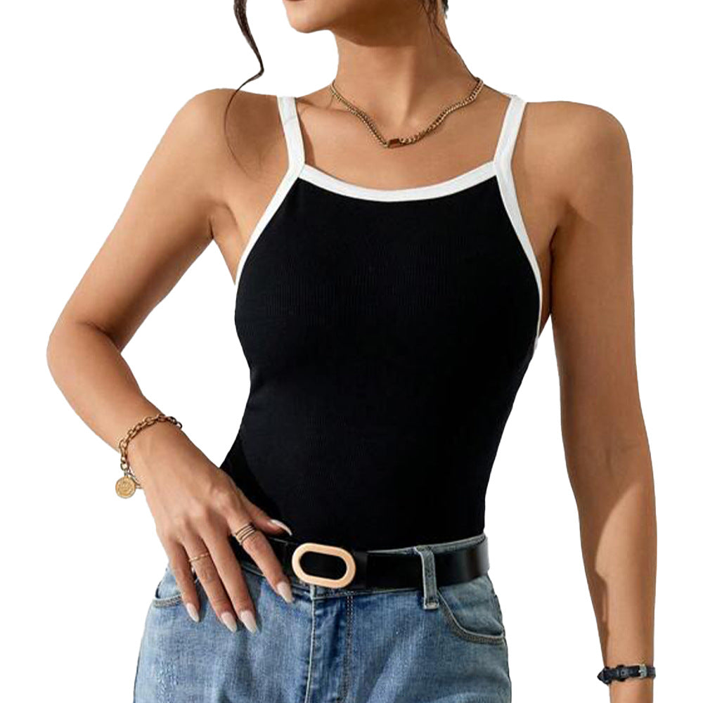 Women's sleeveless top with elegant contrast design, size