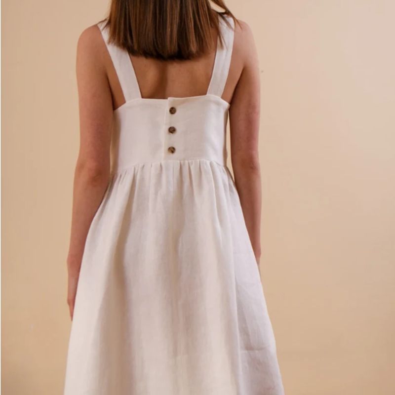 Damen-Sommerkleid mit tiefem Rückenausschnitt und Knopfdetails, Größe