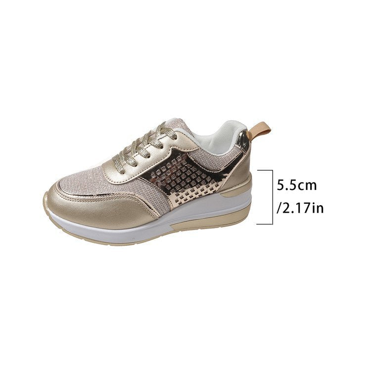 Damen-Sneaker mit modischen Metallic-Akzenten und atmungsaktiver Dämpfung, Größe S