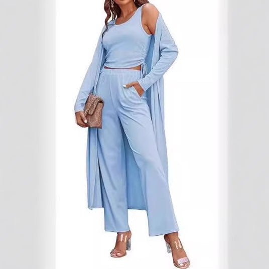 Valenzora | Knitted vest with pockets, three-piece set