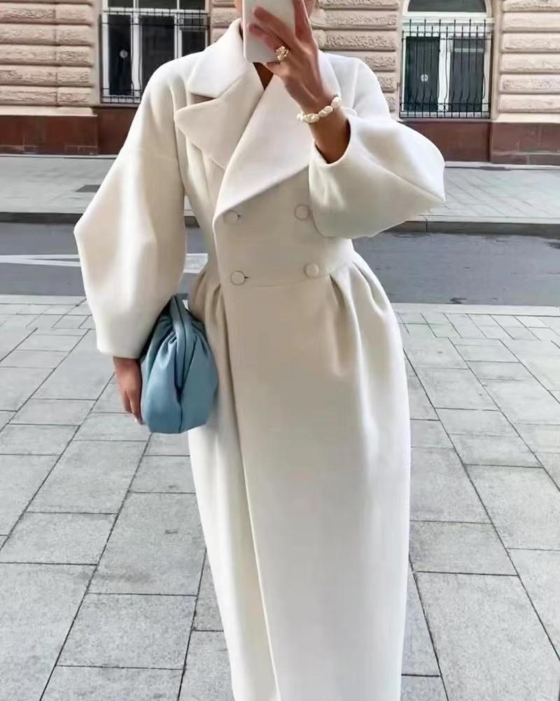 Damen Maxicoat Oversized mit Schulter-zu-Schulter-Oberteil und zweifarbiger Vorderseite, Größe