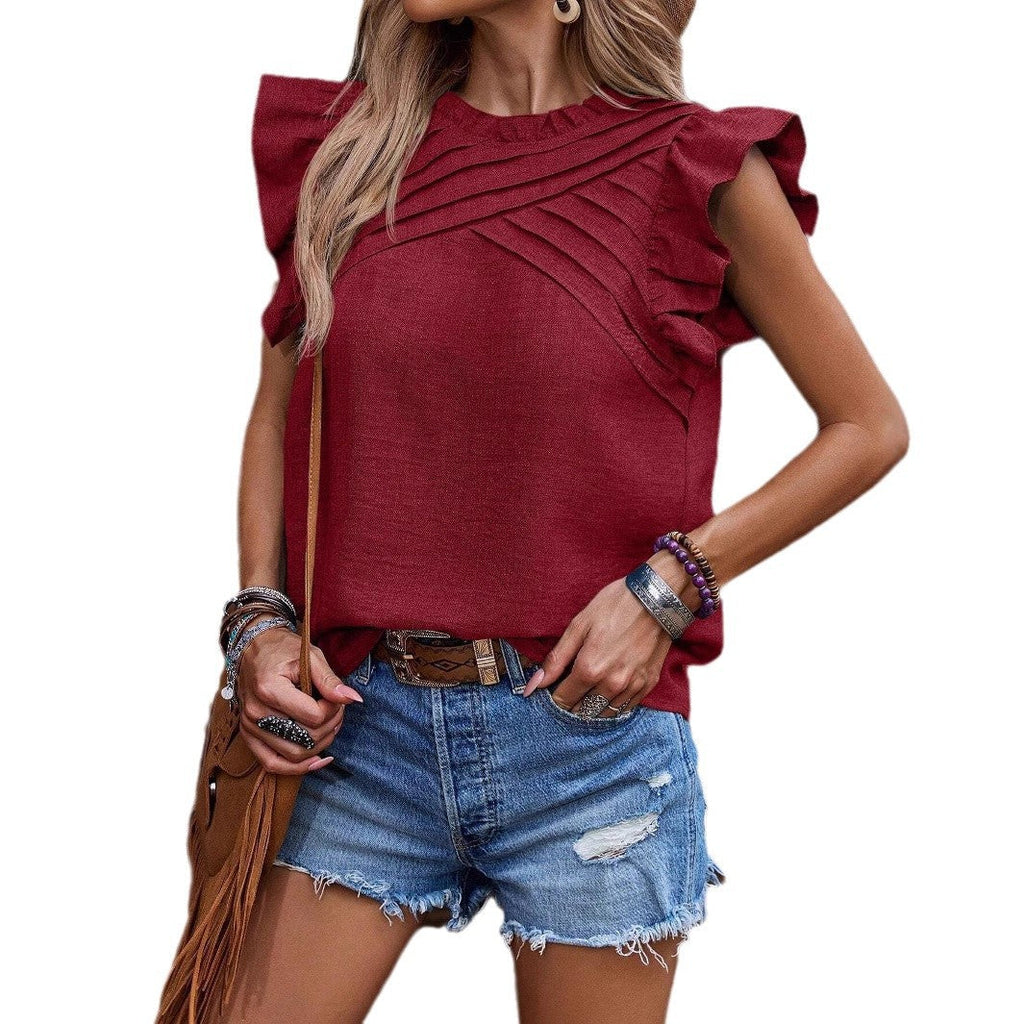 Women's Lightweight Blouse with Ruffle Details Size