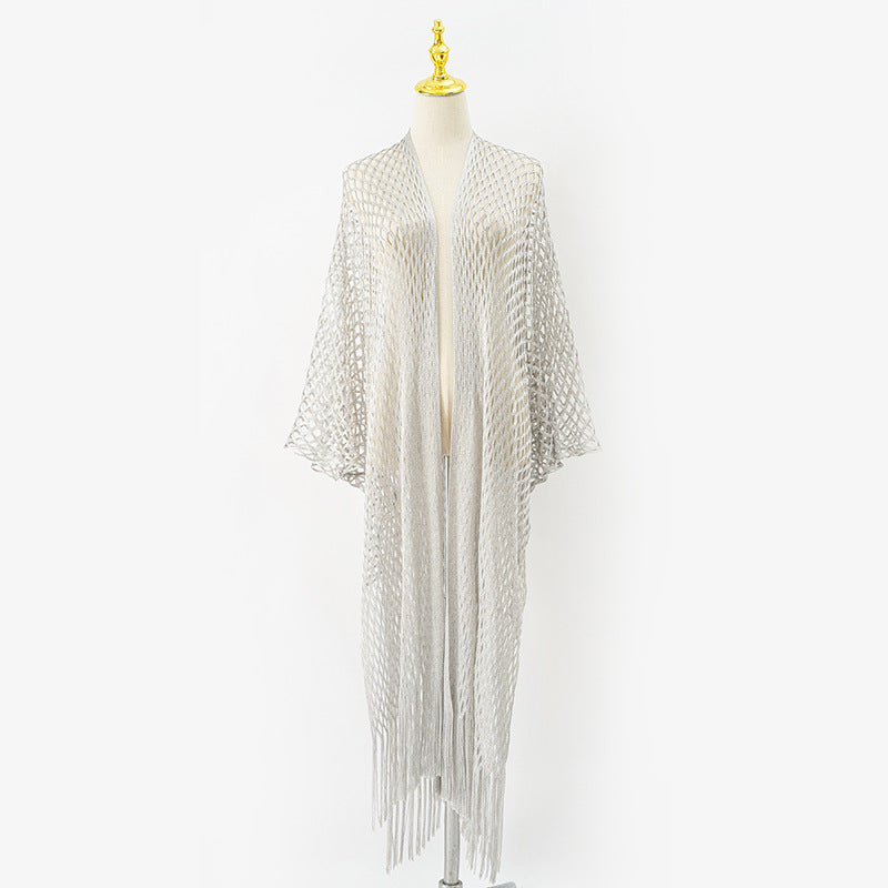 Eleganter transparenter Kaftan für Damen mit langen Fransen, Größe Valenzora