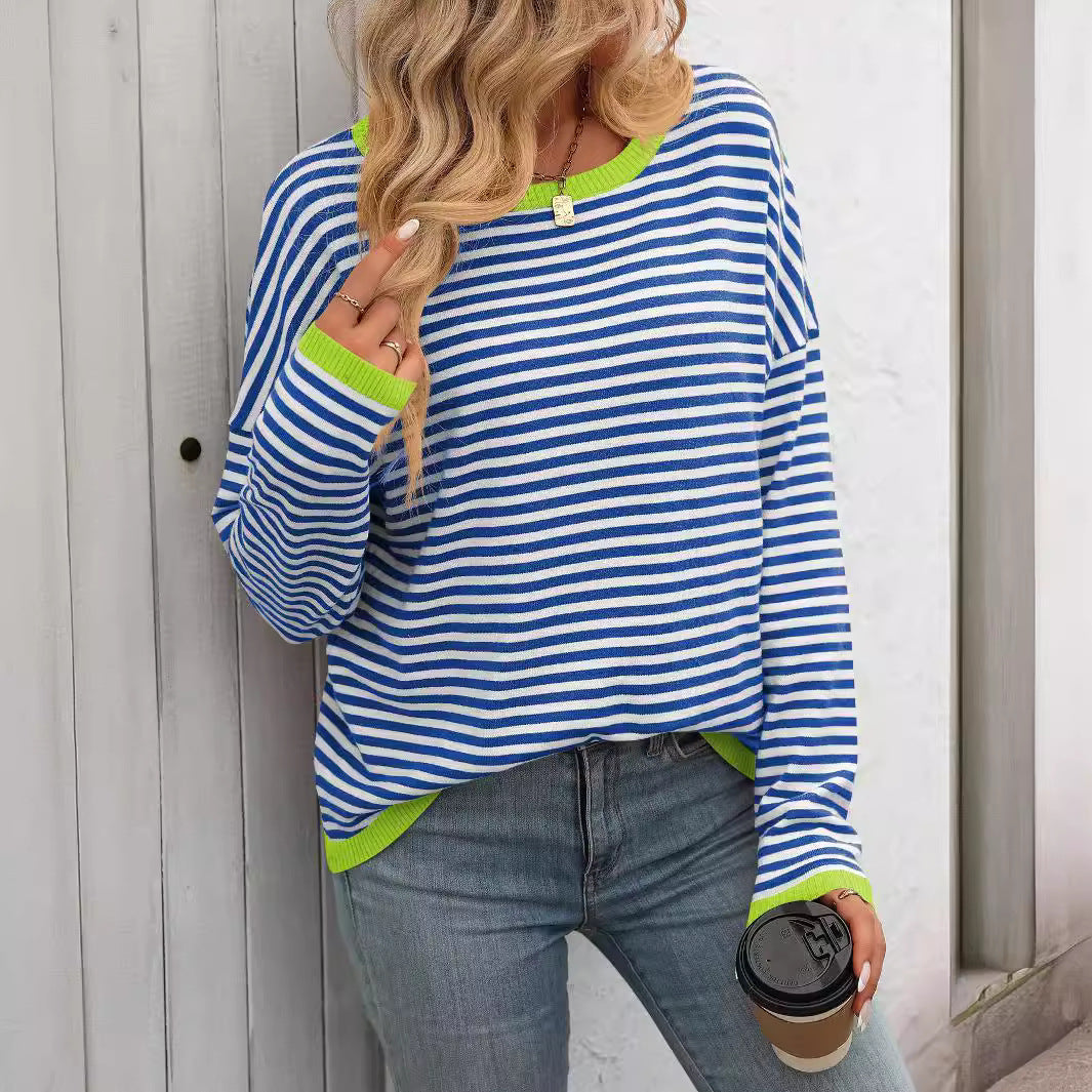 Women's casual striped sweater, size