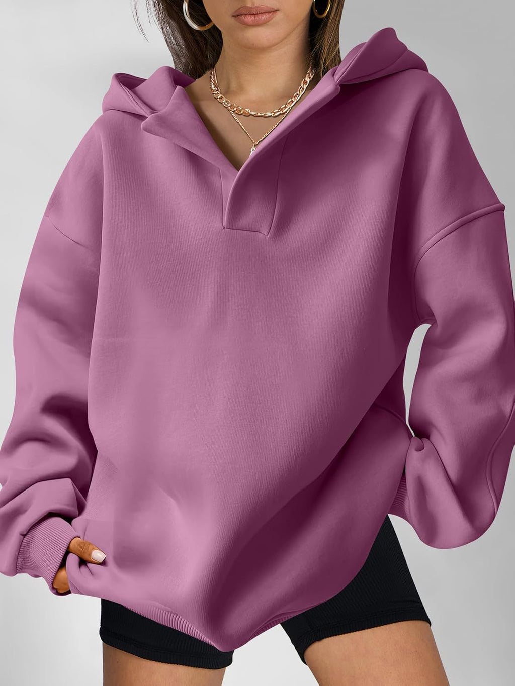 Women's Oversized Hoodie with Kangaroo Pocket, Size
