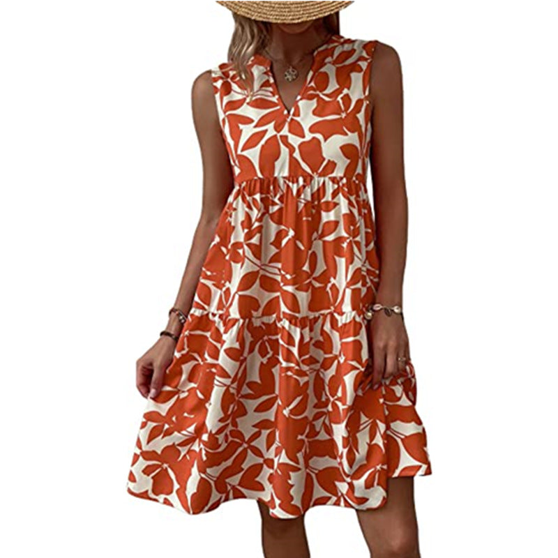 Women's airy sleeveless summer dress with floral patterns and a wide cut, size [size missing]