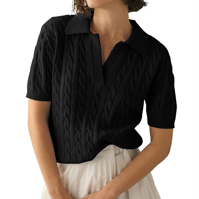 Valenzora | Pullover mit Polokragen und Zopfmuster
