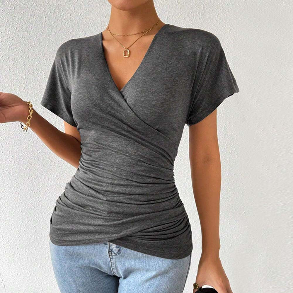 Damen-Wickeltop mit raffinierten Raffungen, Größe S