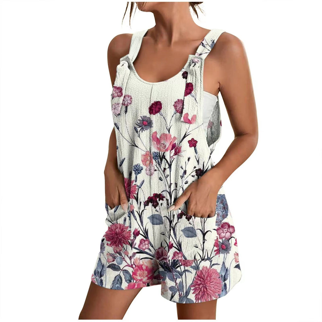 Women's airy jumpsuit with floral patterns and practical pockets, size S