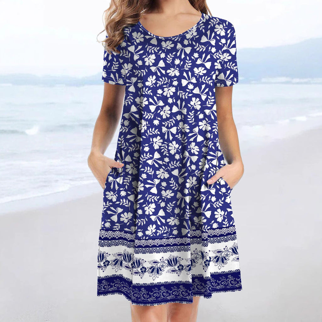 Women's casual dress with playful floral print and practical pockets Drune