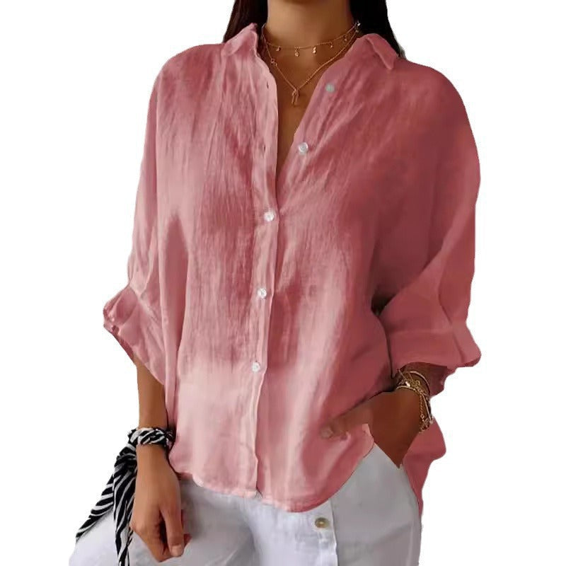Women's lightweight linen blouse with a relaxed fit, size