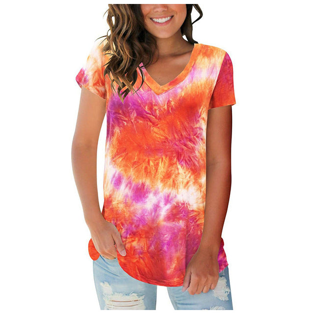 Valenzora | Batik-T-Shirt mit kurzen Ärmeln