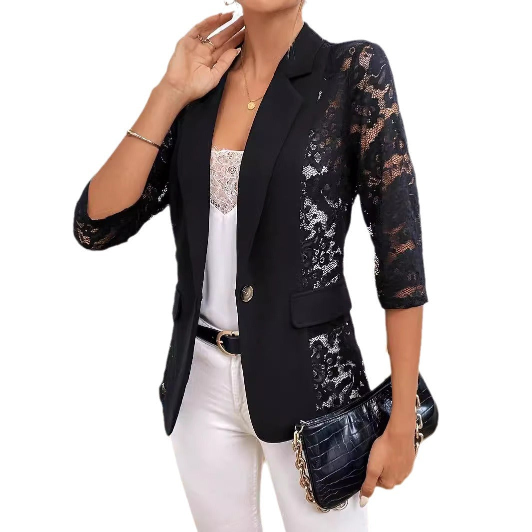Valenzora | Spitzenbesetztes Blazer-Top