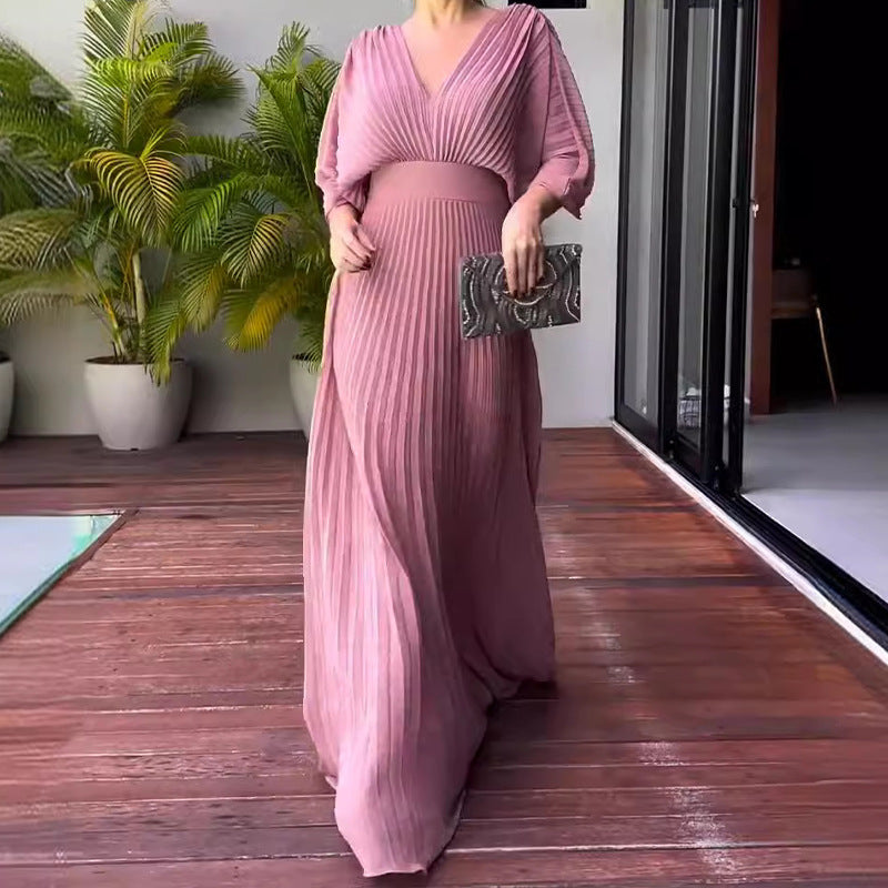 Valenzora | Vibrant pleated maxi dress