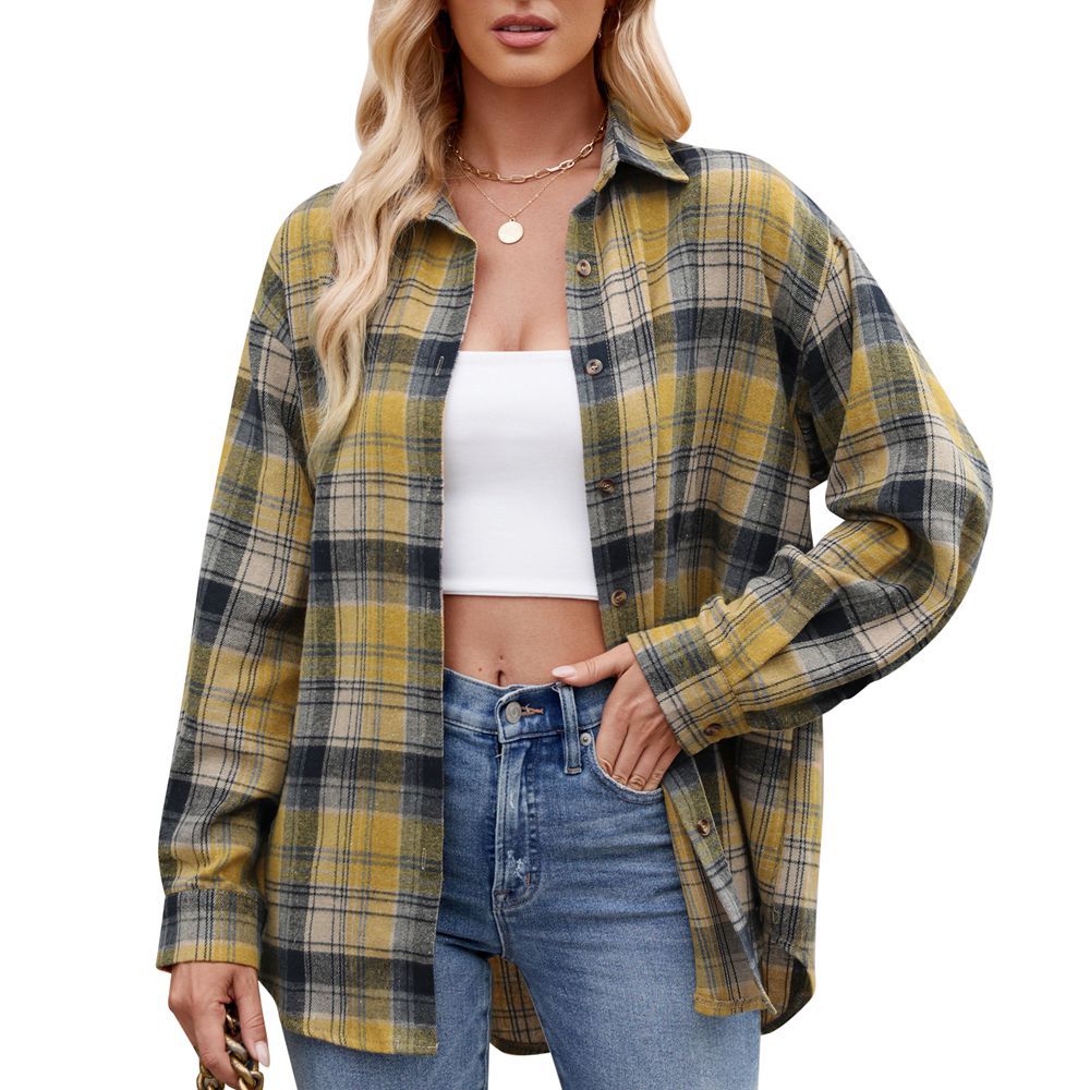 Women's Checkered Oversized Shirt Blouse Valenzora