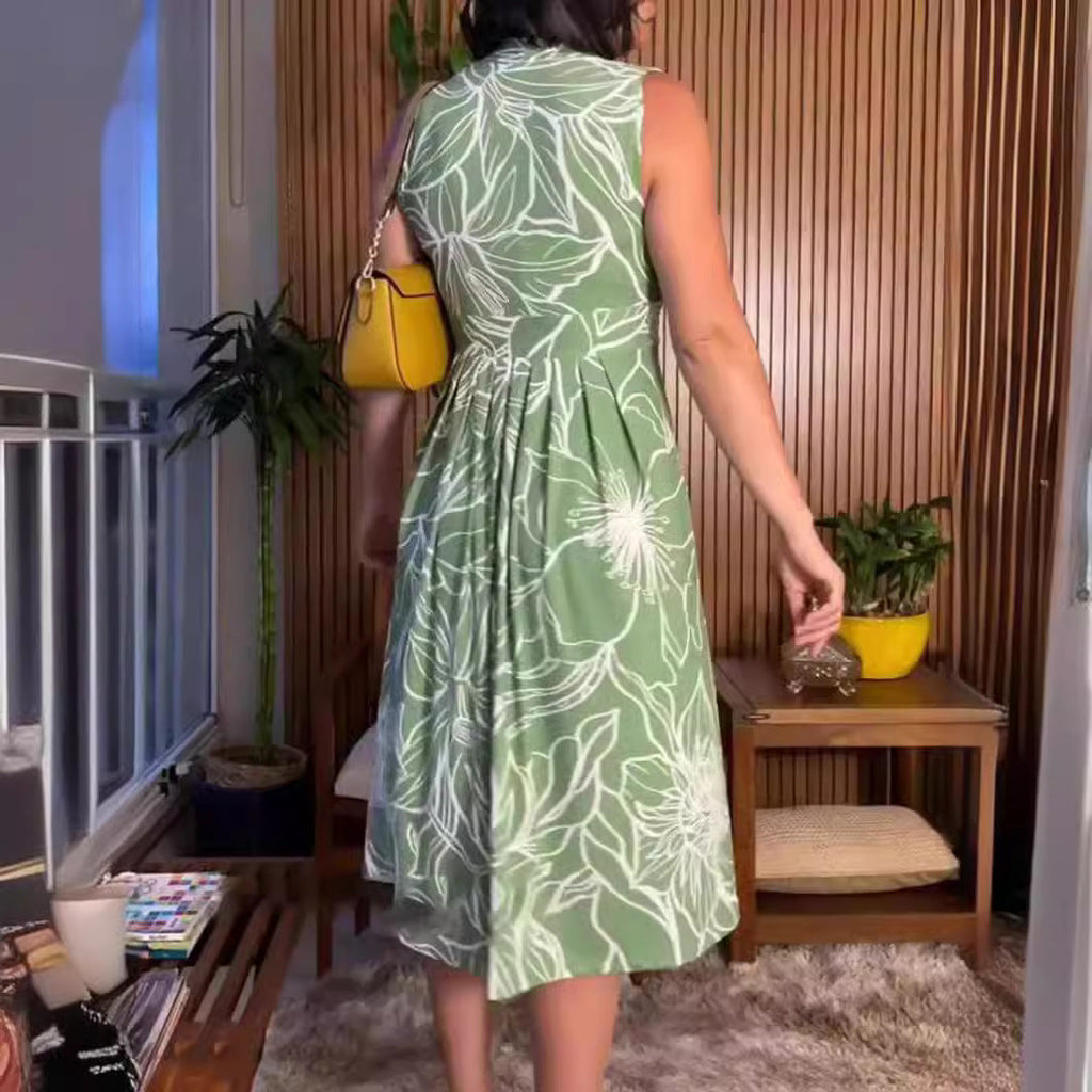 Damen Floral geschnittenes Wickelkleid mit tiefem V-Ausschnitt Drune