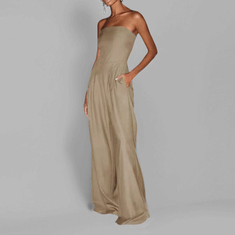 Women's high-quality jumpsuit with off-the-shoulder design and wide leg, size [size]