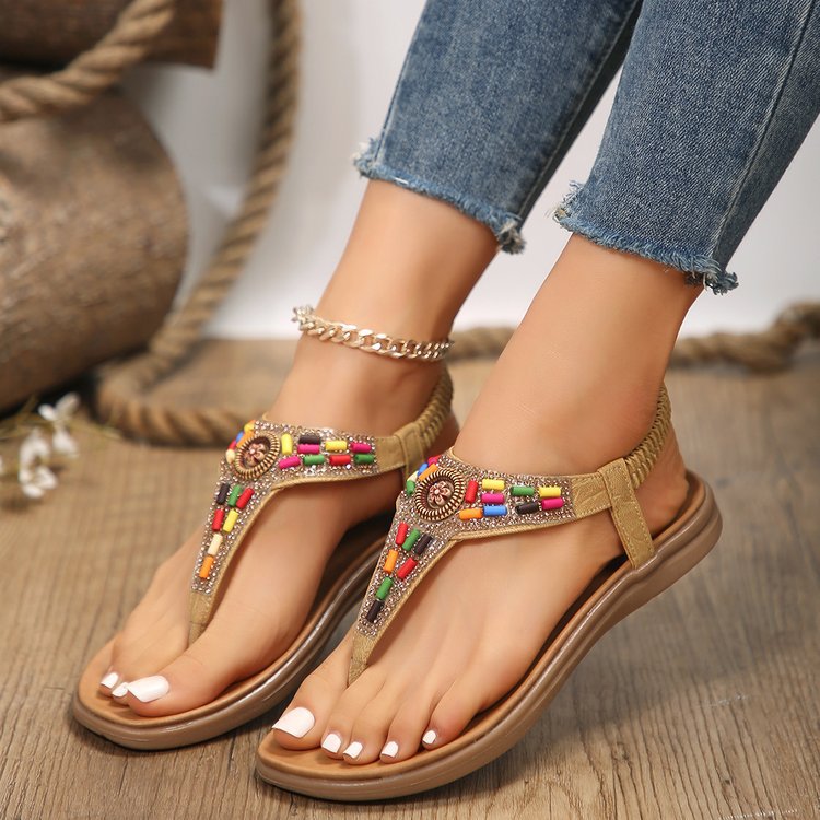 Women's thong sandals with colorful decorative detail and comfortable footbed design, size Valenzora