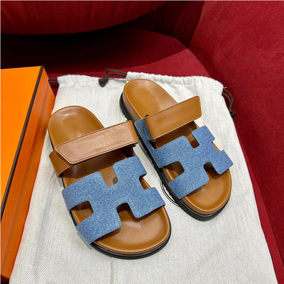 Verta™ - Comfortable Roman-style summer sandals with H-shape and Velcro closure