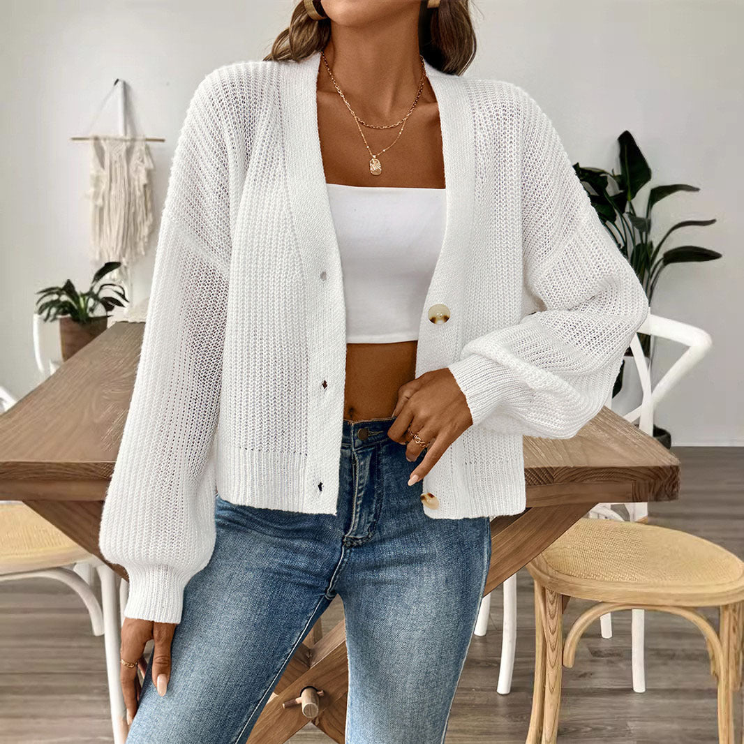 Lässiger Damen-Cardigan mit eleganter Knopfleiste und weitem Schnitt, Größe S