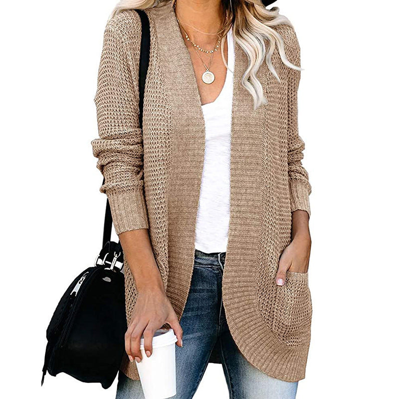 Damen-Cardigan mit offener Passform und Seitentaschen, Größe