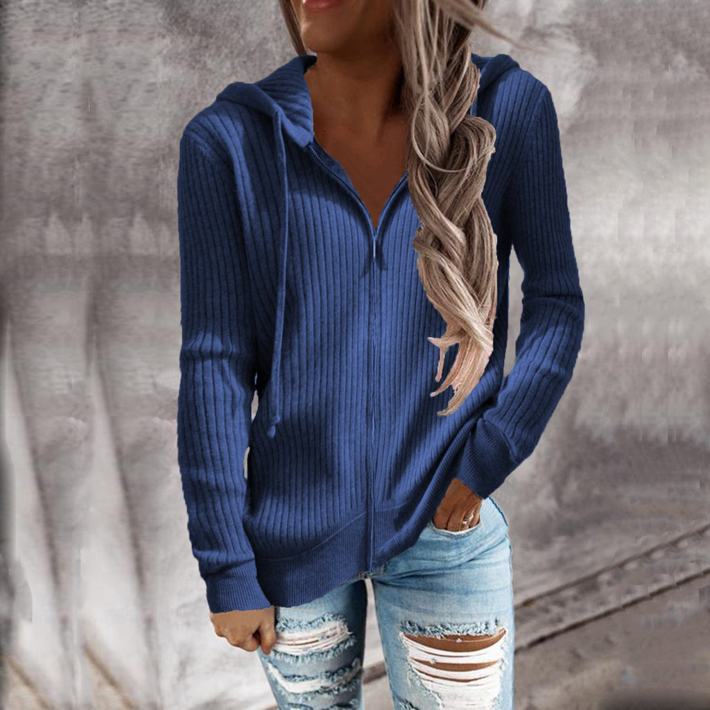 Women's sporty hooded jacket with structured ribbed texture and practical pockets, size S