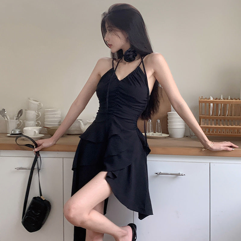 Women's asymmetric summer dress with ruffle details Drune