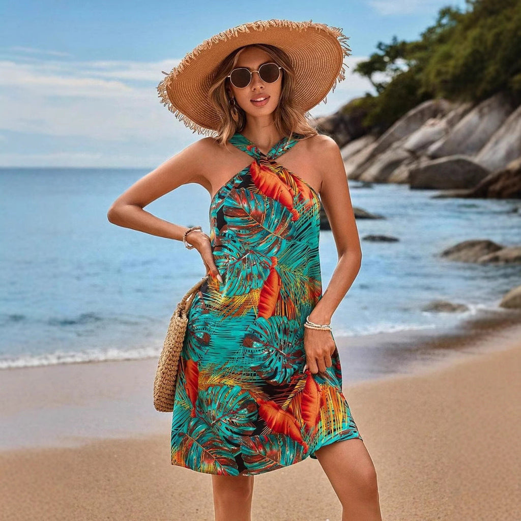 Valenzora | Print Neckholder Strandurlaub Maxikleid