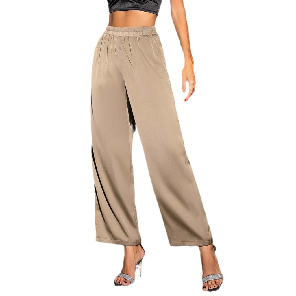 Damen Satinhose mit weitem Bein und elastischem Bund, Größe