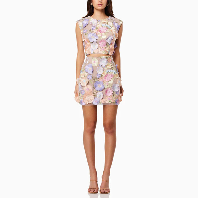Valenzora | Sleeveless Crop Top Bodycon Skirt Two-Piece Set