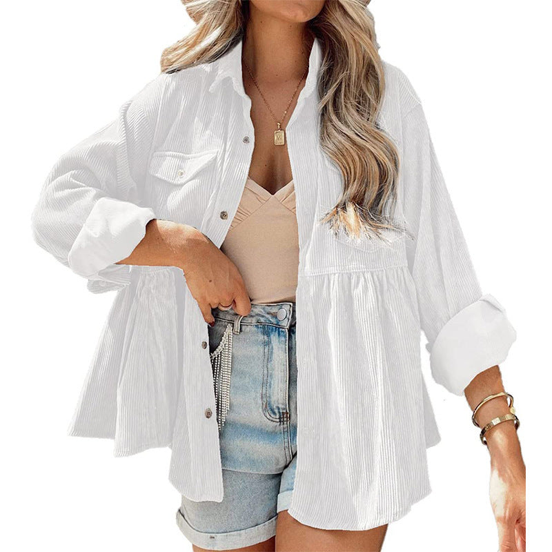 Valenzora | Come Around Corduroy Babydoll Jacket (Made of Polyester)