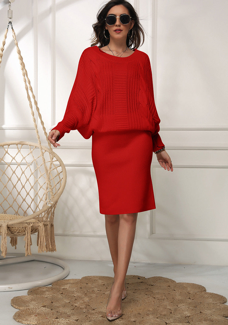 Valenzora | Loose batwing sleeve sweater dress