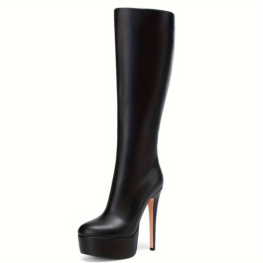Valenzora | Solid Color High Stiletto Heels Thick Sole Boots