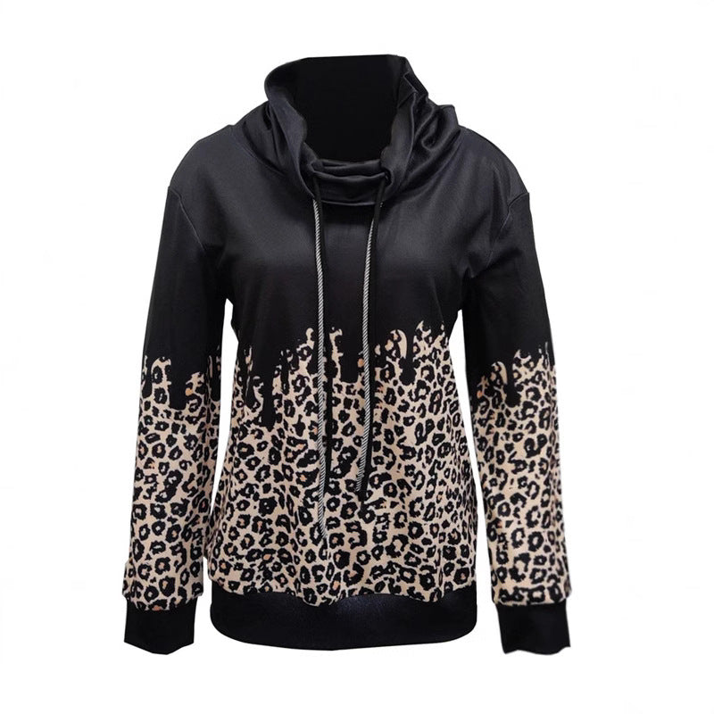 Women's hoodie with trendy animal print and relaxed fit, size