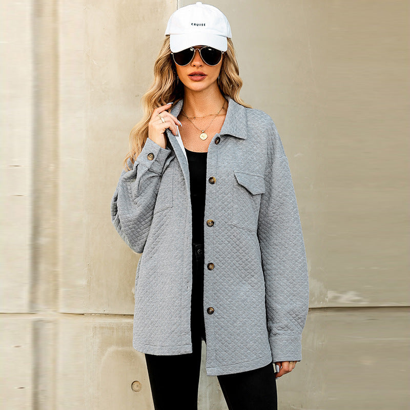 Women's casual jacket with structured design and practical pockets, size S
