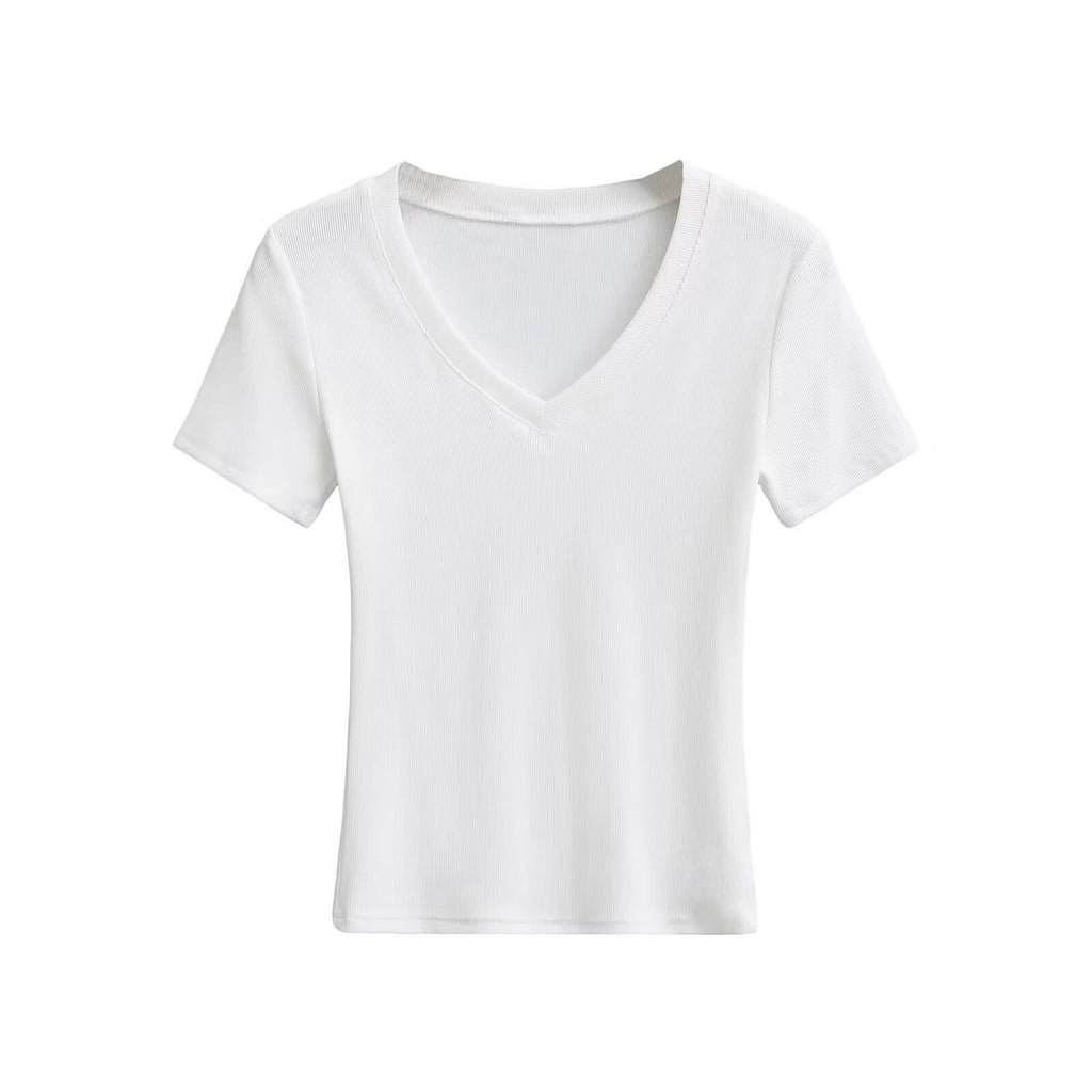 Damen V-Ausschnitt T-Shirt aus hochwertiger Baumwolle mit bequemer Passform, Größe [Größe fehlt]