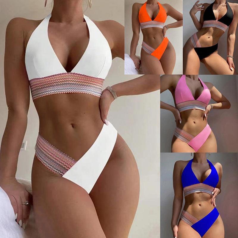 Valenzora | Women's bikini set with modern criss-cross design and high leg cut