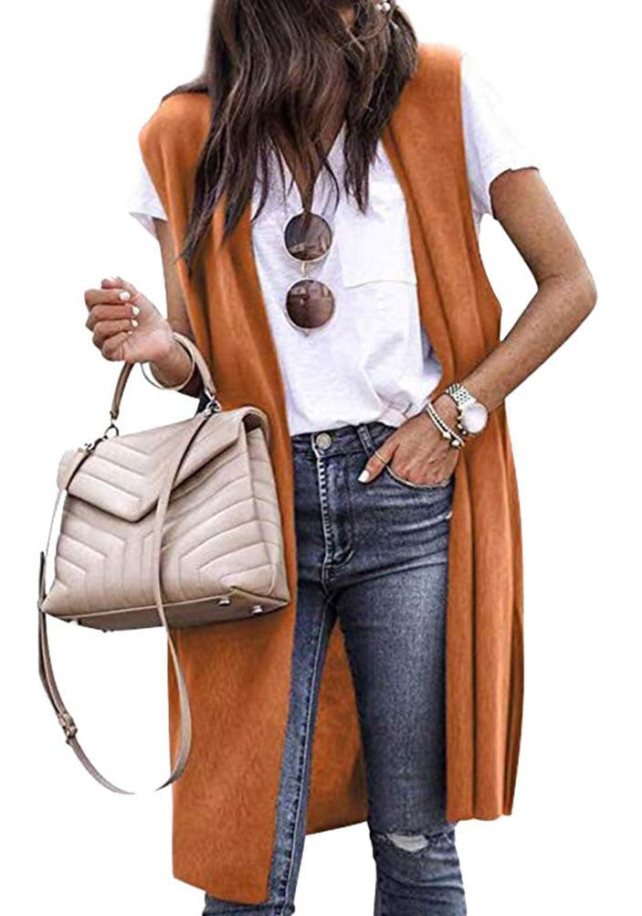 Offener Cardigan für Damen mit legerer Passform und langen Seitenpartien, Größe