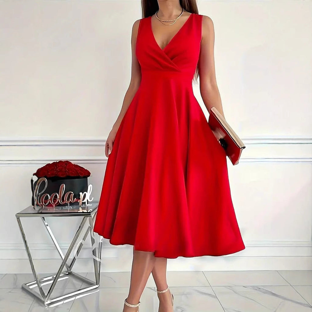 Valenzora | Solid color tank dress with asymmetrical neckline